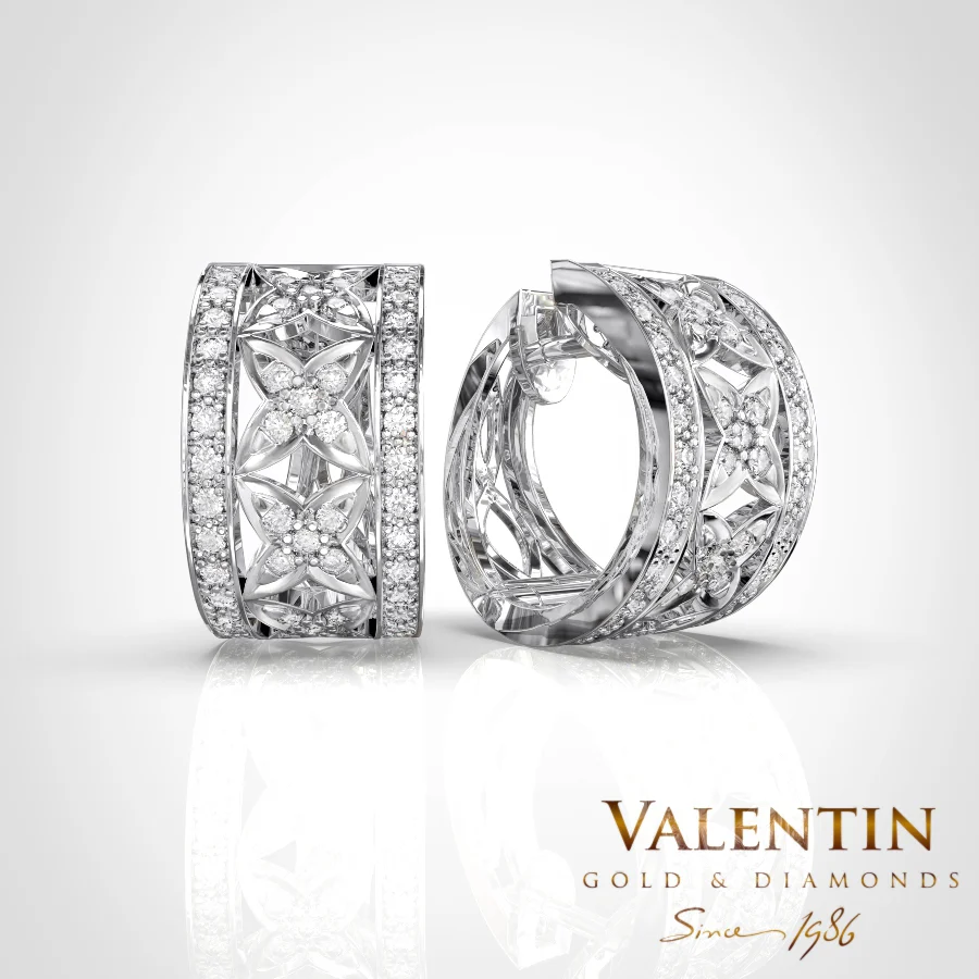 Ladies' Gold Earrings 7605 – white gold