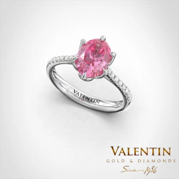 4757 Pink Sap White 2 Engagement Ring Royal Pink Sapphire 4757