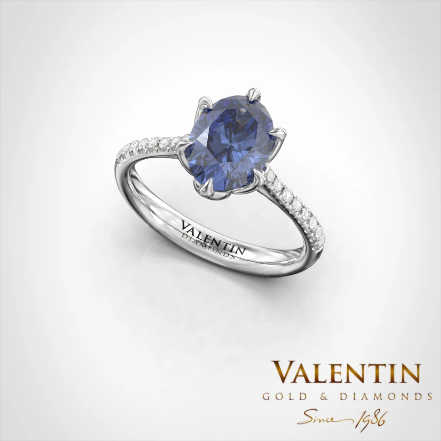 Royal Sapphire Engagement Ring 4757 – white gold