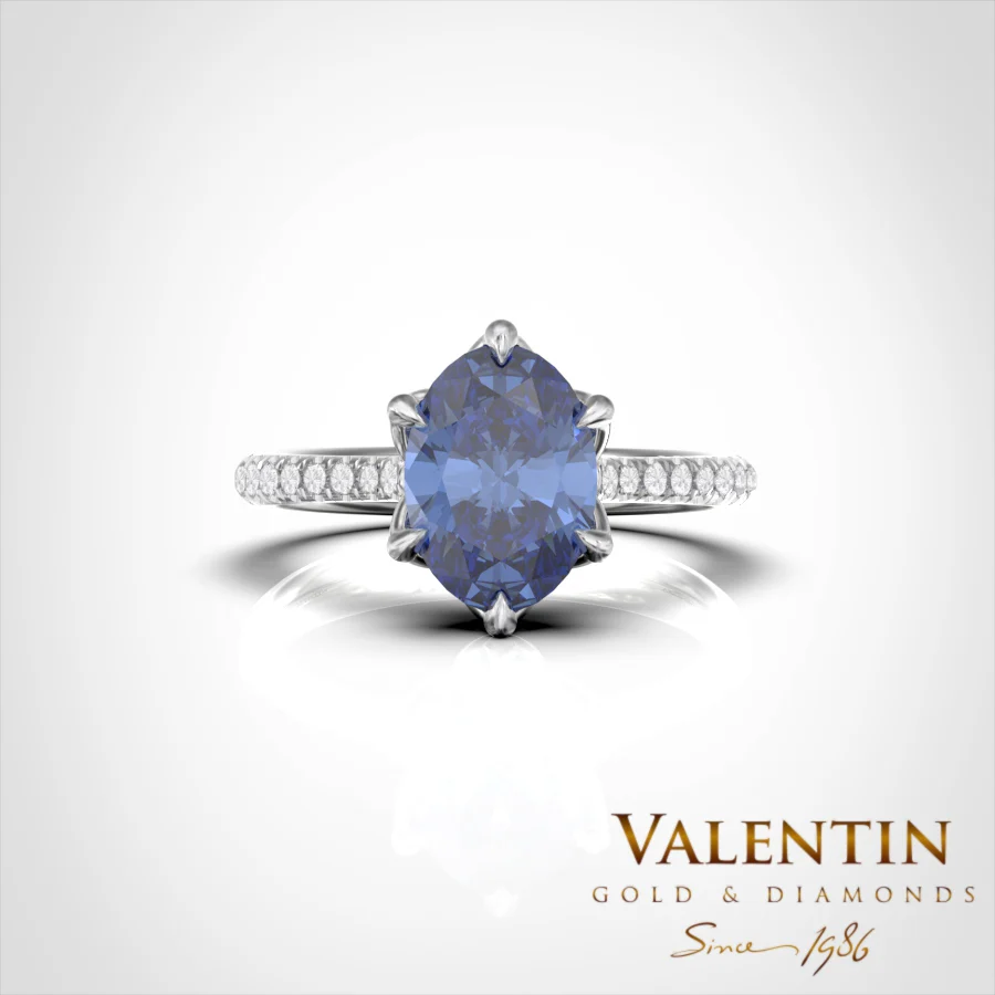 Royal Sapphire Engagement Ring 4757 – white gold