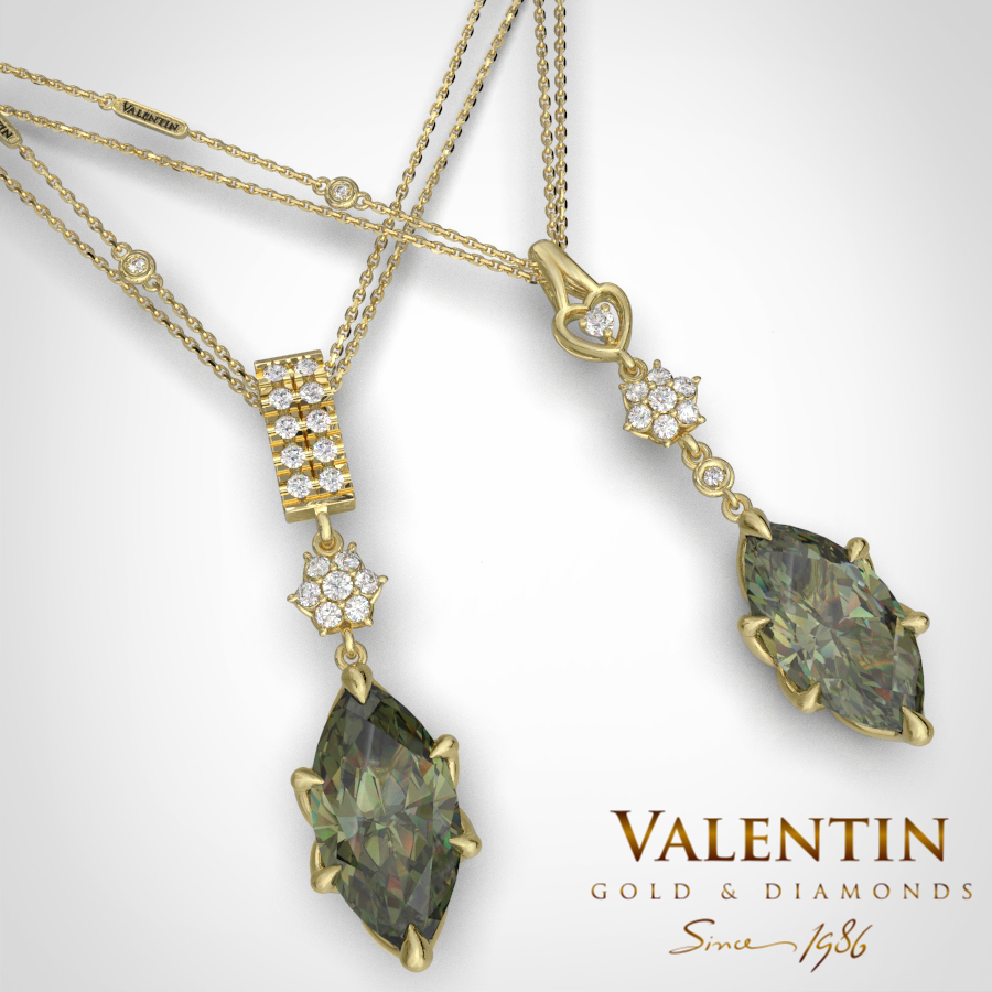 Златен медальон Emotion Tourmaline Green 6935 – жълто злато
