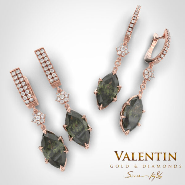 Златни обеци Emotion Tourmaline Green 7614