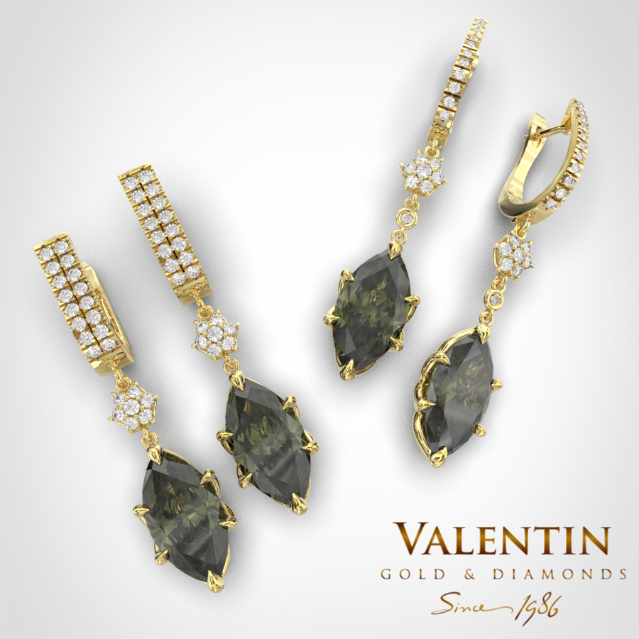 Златни обеци Emotion Tourmaline Green 7614