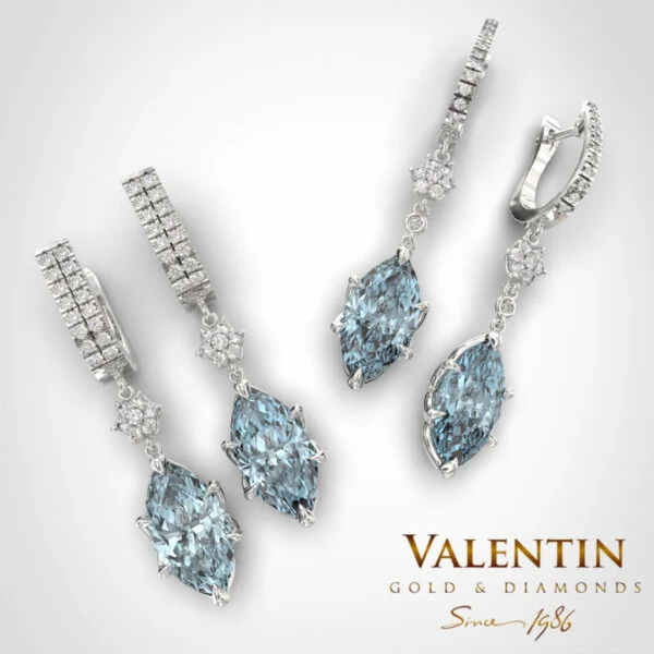 7614 2 legnali AQUA bql.206 Emotion Fancy Gold Earrings 7614