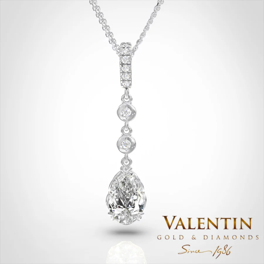 Златен пръстен Pear Diamond 4760 – бяло злато
