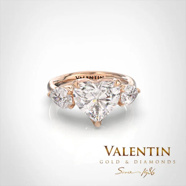 Heart Diamond Lab Engagement Ring 4767 – rose gold