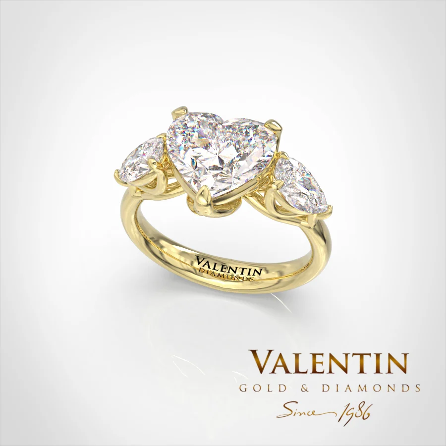 Heart Diamond Lab Engagement Ring 4767 – yellow gold
