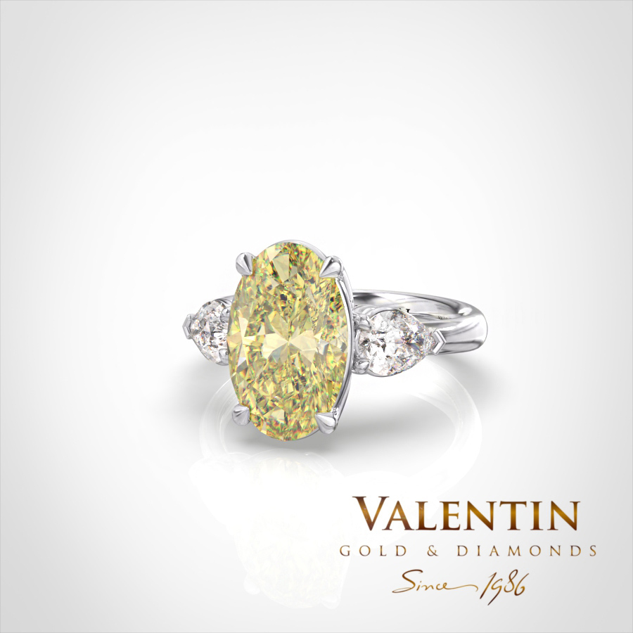 Златен пръстен Fancy Yellow Oval Diamond 4766