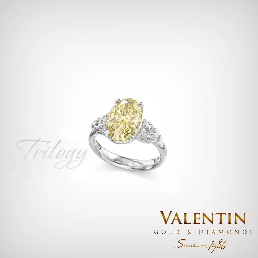 Fancy Yellow Oval Diamond Gold Ring 4766