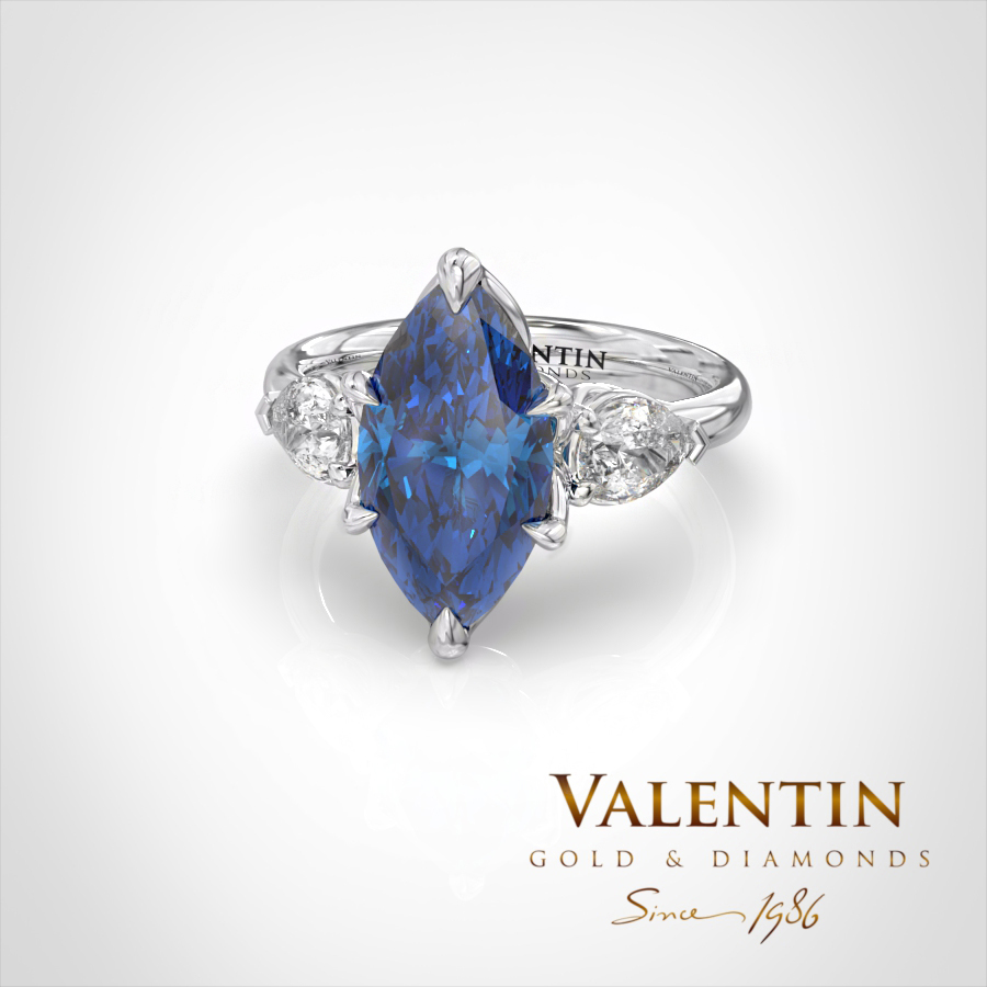 Златен пръстен Marquise Sapphire 4758