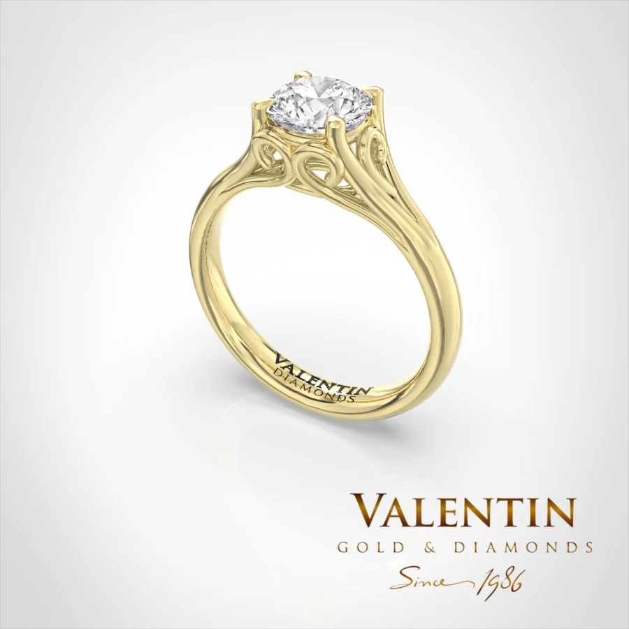 Lab Engagement Ring 4697 – yellow gold