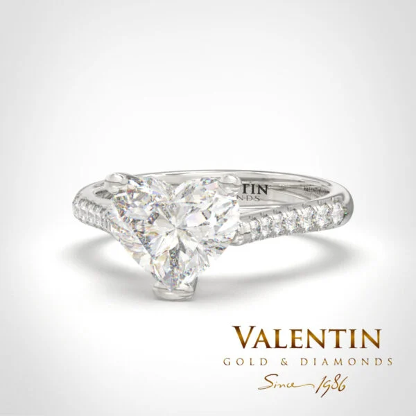 Годежен пръстен Classic Heart with Lab Diamods 4718 – бяло злато