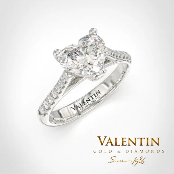 Годежен пръстен Classic Heart with Lab Diamods 4718 – бяло злато