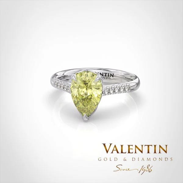 Pear with Diamonds Engagement Ring 4760 – white gold
