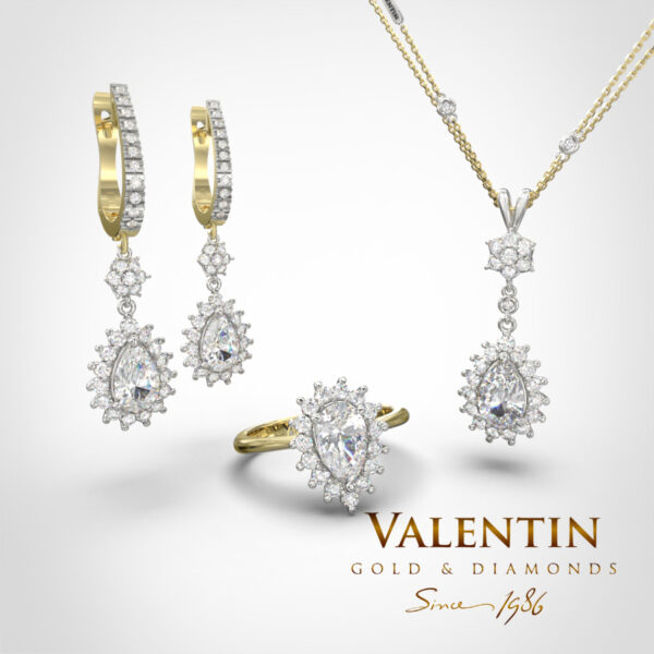 Gold pendant Glamour Pear Yellow 6904