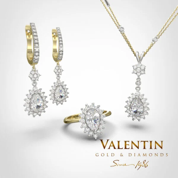 Златен медальон Glamour Pear Yellow 6904