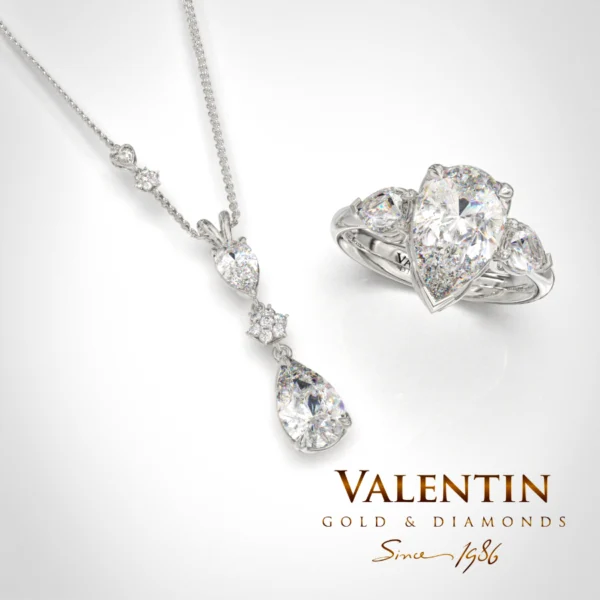 Златен пръстен Pear Diamond 4760 – бяло злато