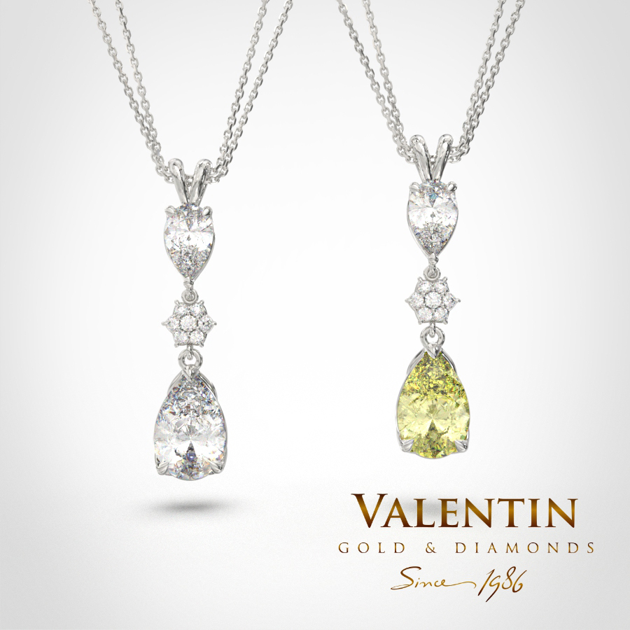 Златен пръстен Pear Diamond 4760 – бяло злато