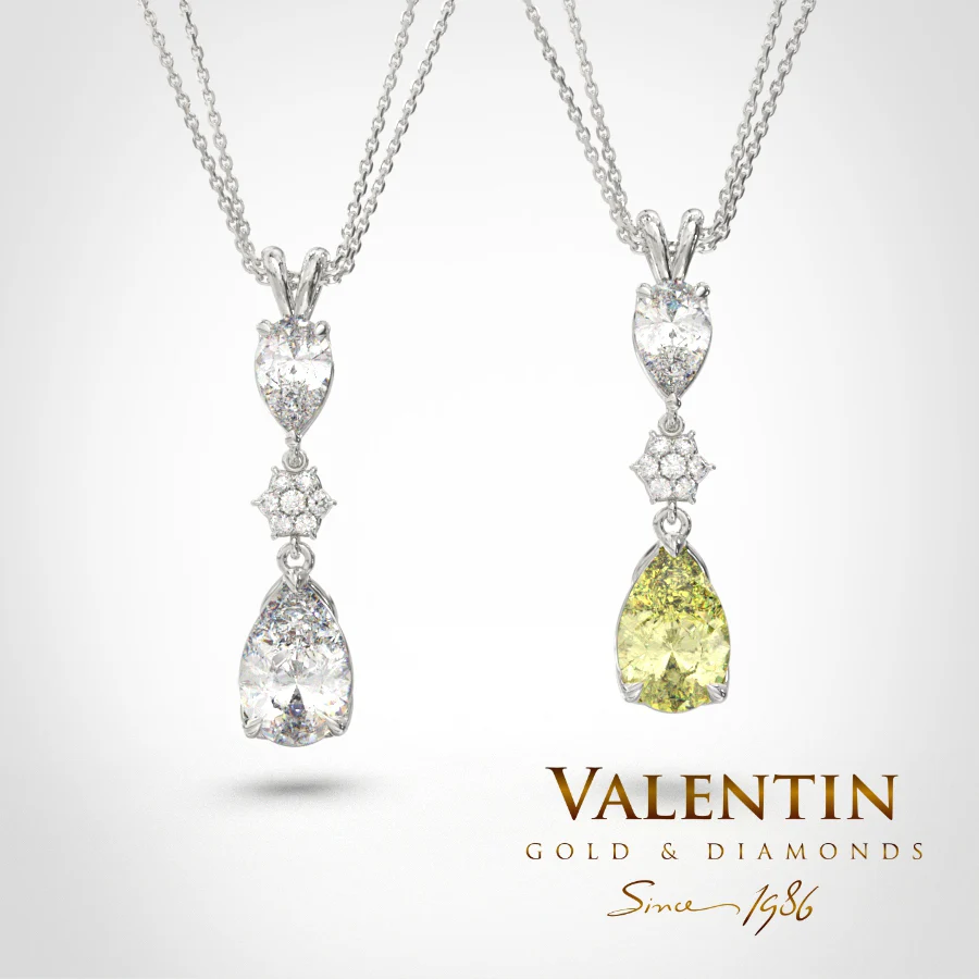 Златен пръстен Pear Diamond 4760 – бяло злато