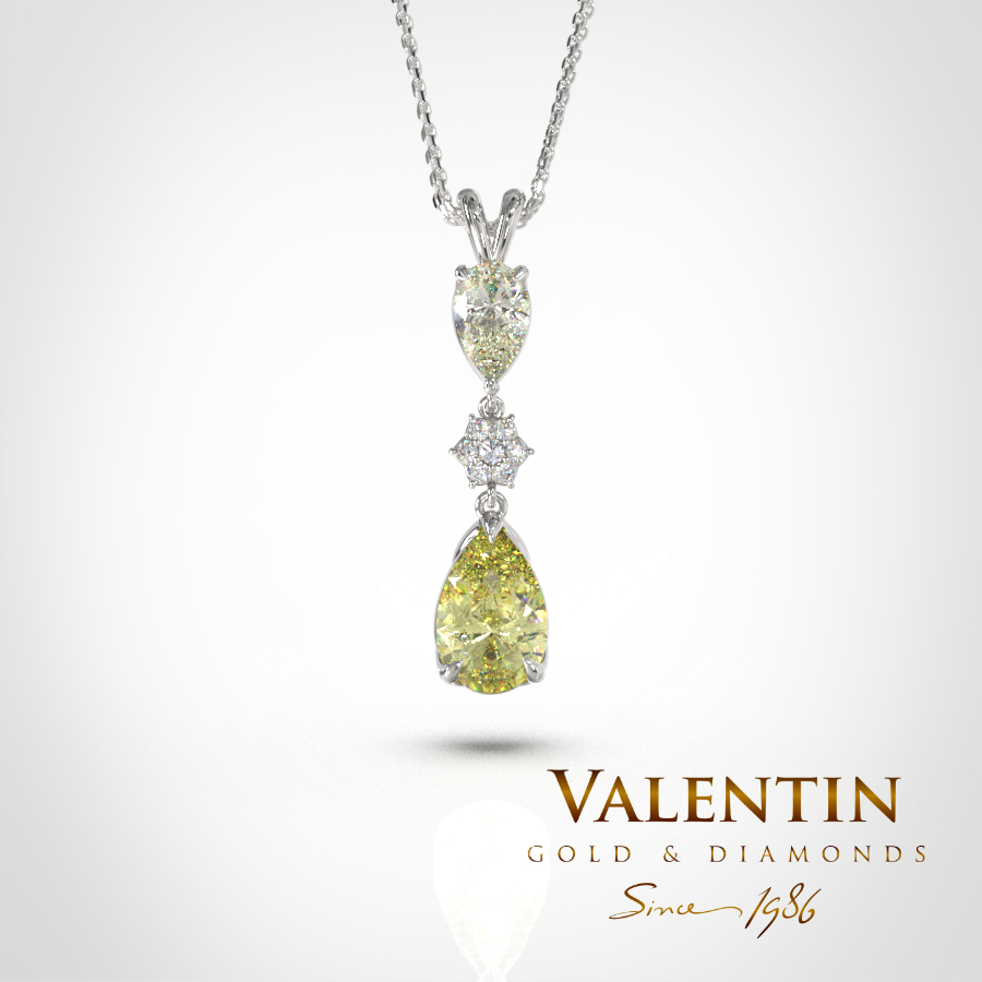 Златен медальон Pear with Diamonds 6939 – бяло злато