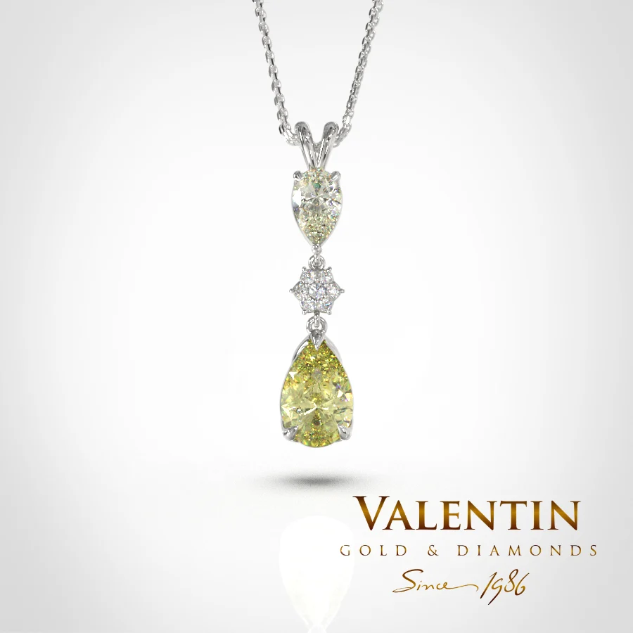 Златен медальон Pear with Diamonds 6939 – бяло злато