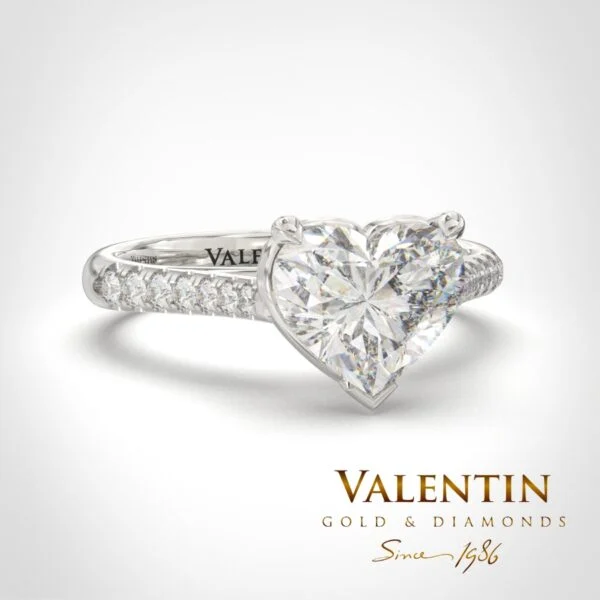 Heart with Diamonds Engagement Ring 4718 – white gold