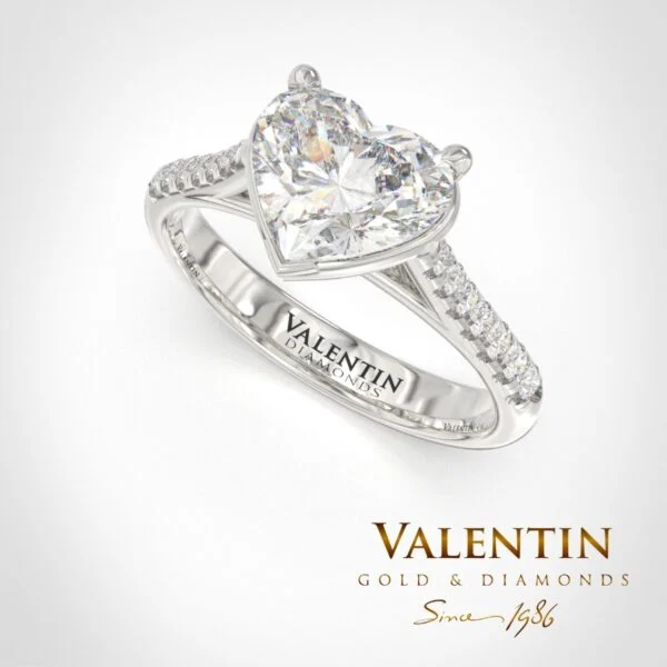 Heart with Diamonds Engagement Ring 4718 – white gold