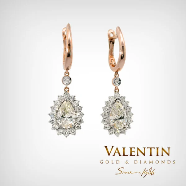 Glamour Pear Pink Gold Earrings 7599-3