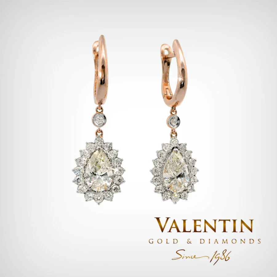 Glamour Pear Pink Gold Earrings 7599-3