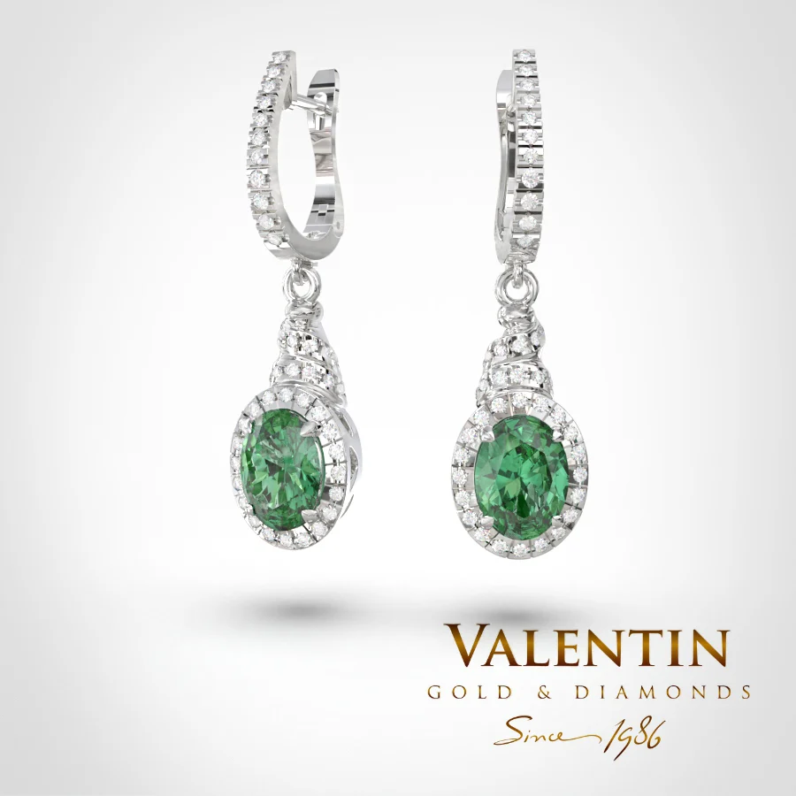 Златни обеци Ti amo Emerald 7434 – бяло злато