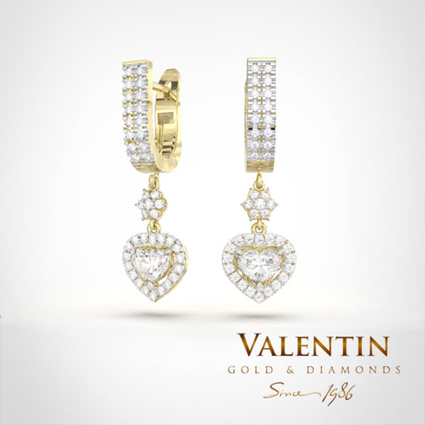 Златни обеци Heart with Diamond 7621 – жълто злато