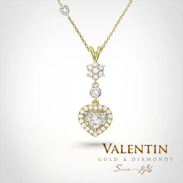 Златен медальон Heart with Diamond 6945 – жълто злато