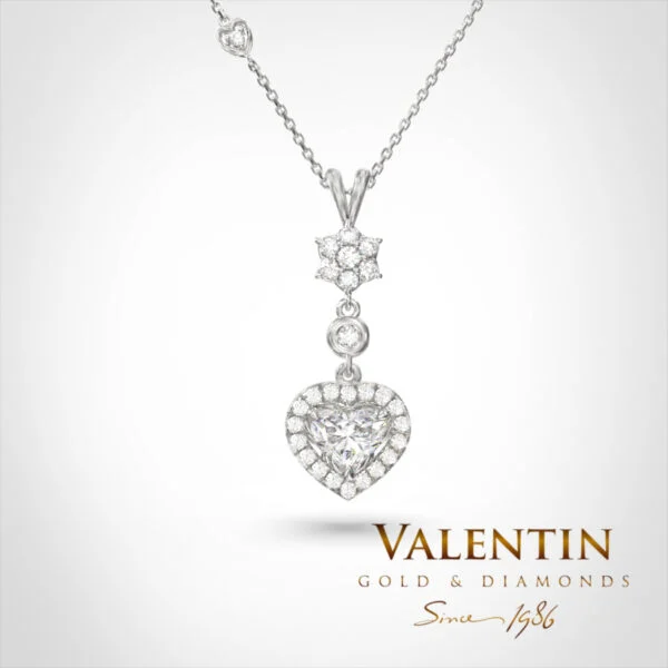 Златен медальон Heart with Diamond 6945 – бяло злато