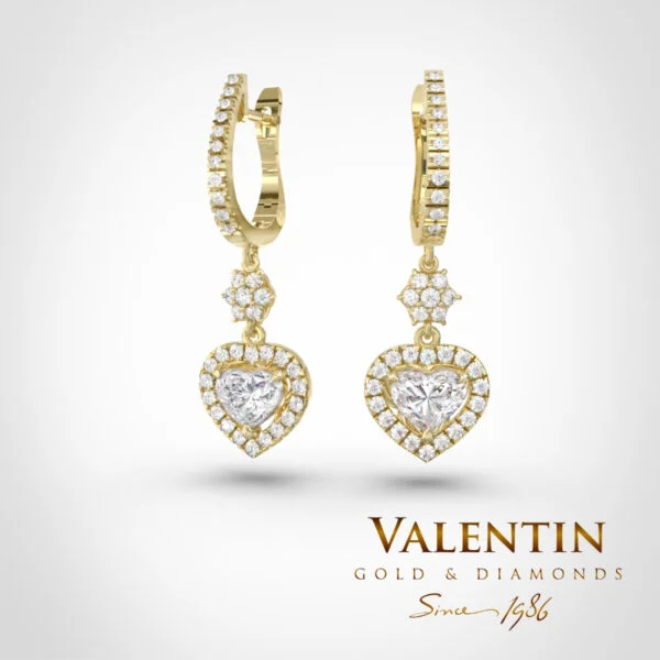 Златни обеци Heart with Diamond 7621 – жълто злато