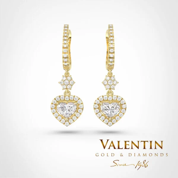Златни обеци Heart with Diamond 7621 – жълто злато