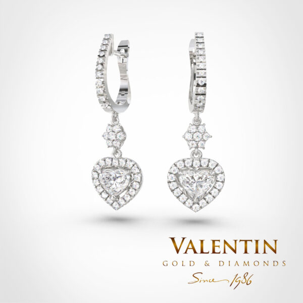 Златни обеци Heart with Diamond 7621 – бяло злато