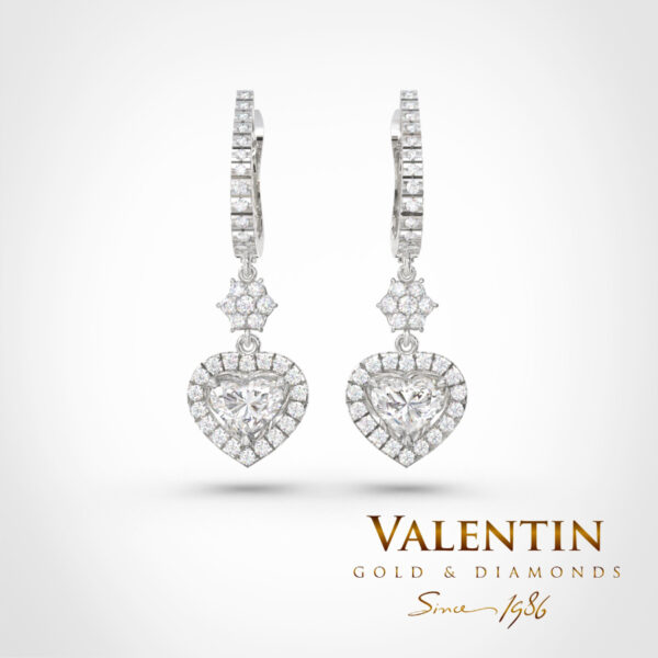 Златни обеци Heart with Diamond 7621 – бяло злато