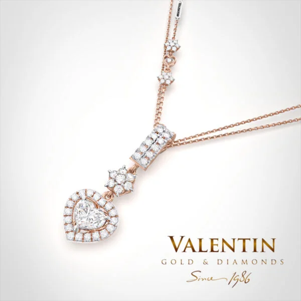 Златен медальон Heart with Diamond 6945 – розово злато