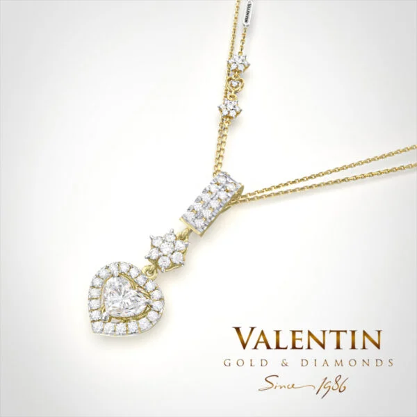 Златен медальон Heart with Diamond 6945 – жълто злато