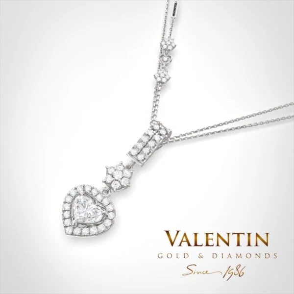 Златен медальон Heart with Diamond 6945 – бяло злато