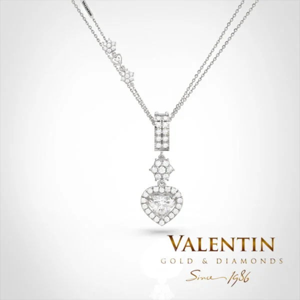 Златен медальон Heart with Diamond 6945 – бяло злато