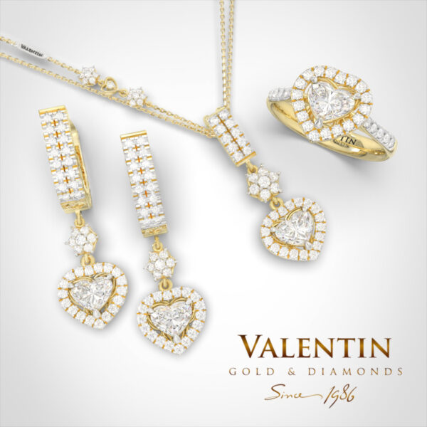 Златни обеци Heart with Diamond 7621 – жълто злато