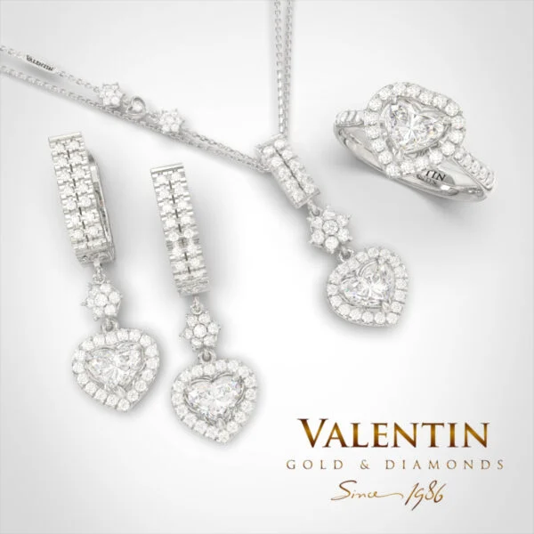 Златни обеци Heart with Diamond 7621 – бяло злато