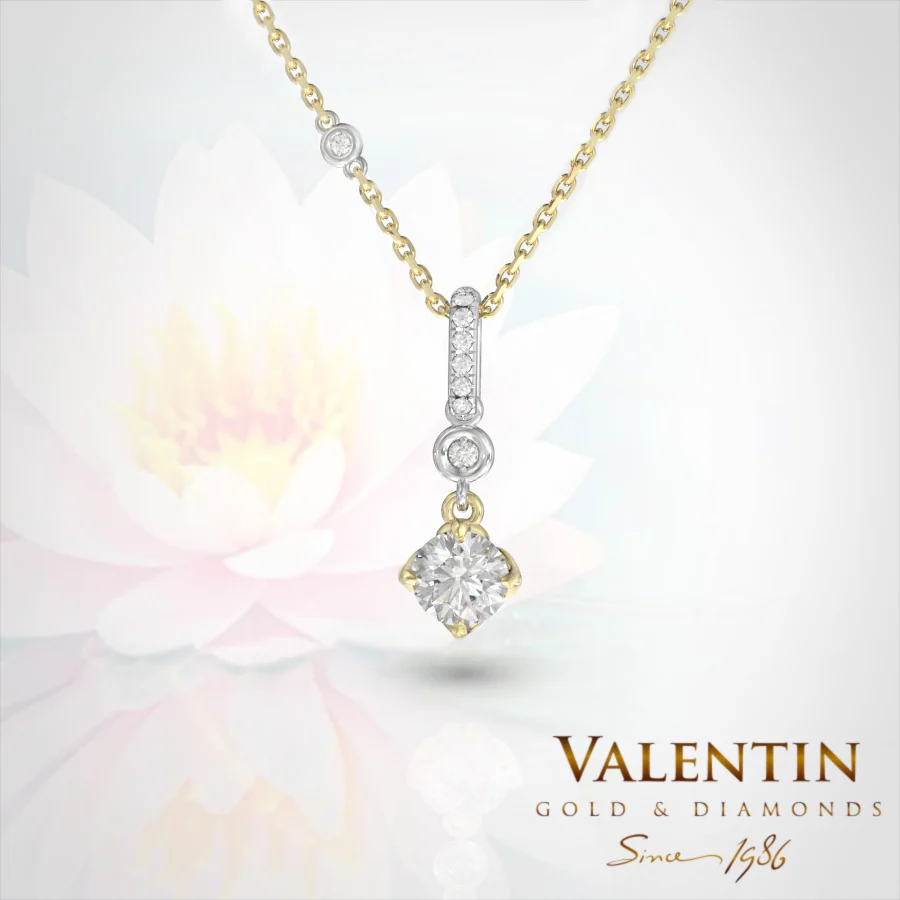 Diamond Lotus Extended Gold Pendant 6903 – yellow gold