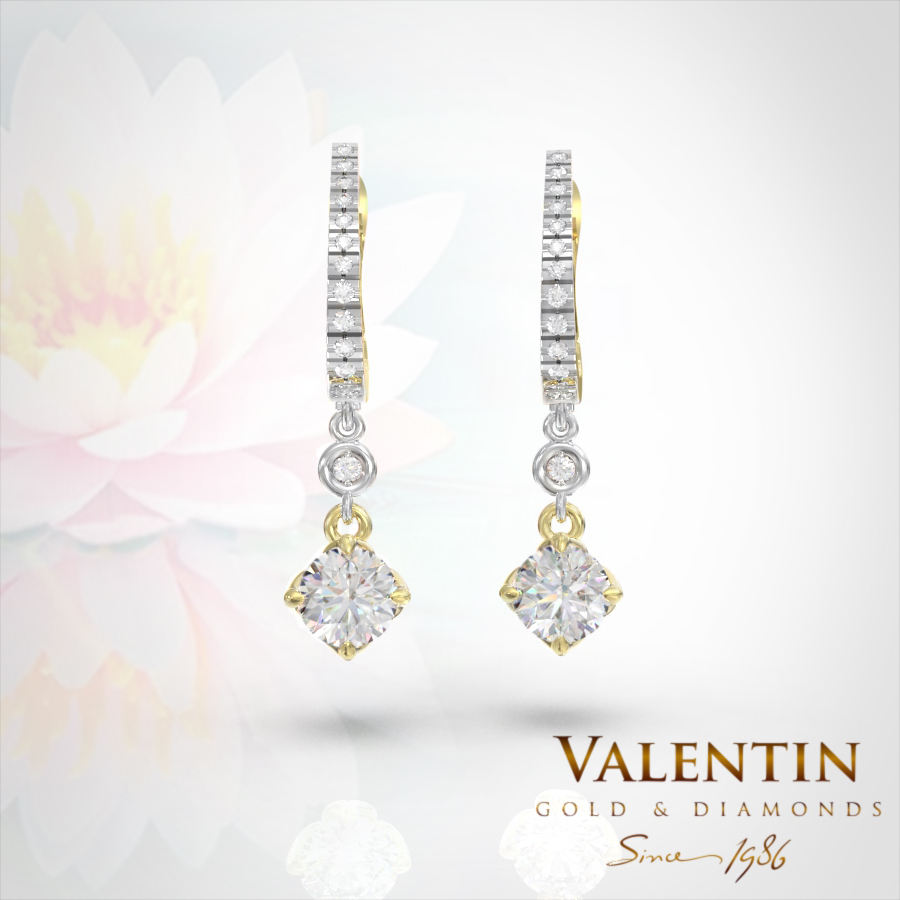 Златни обеци Diamond Lotus Extended 7613 – жълто злато