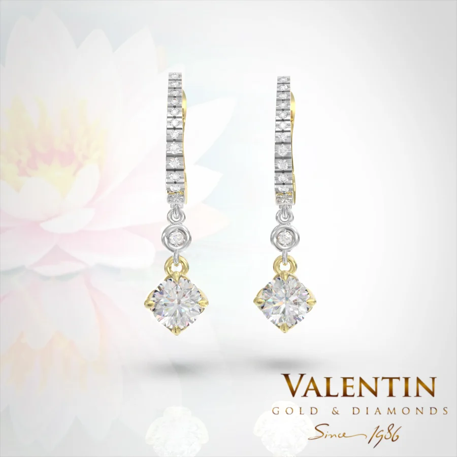 Diamond Lotus Extended Gold Earrings 7613 – yellow gold