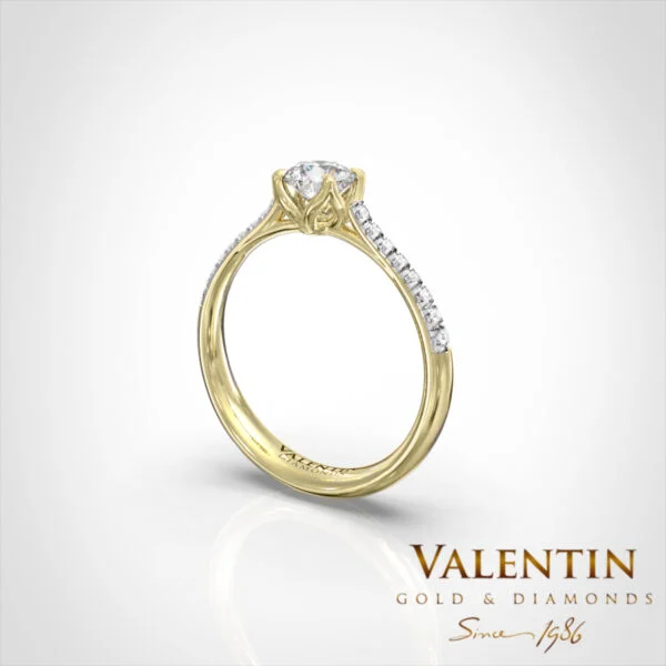 Diamond Lotus Extended Engagement Ring 4761 – yellow gold