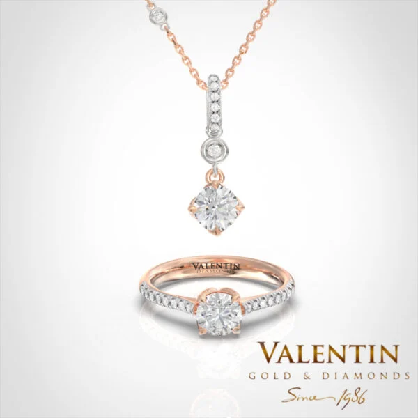 Златен медальон Diamond Lotus Extended 6903 – розово злато