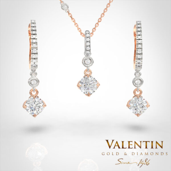 Златни обеци Diamond Lotus Extended 7613 – розово злато