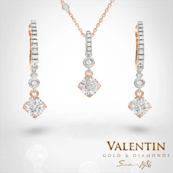 Златни обеци Diamond Lotus Extended 7613 – розово злато